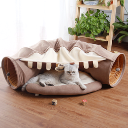 Interactive Cat Play Tunnel with Collapsible Design and Sleeping Mat