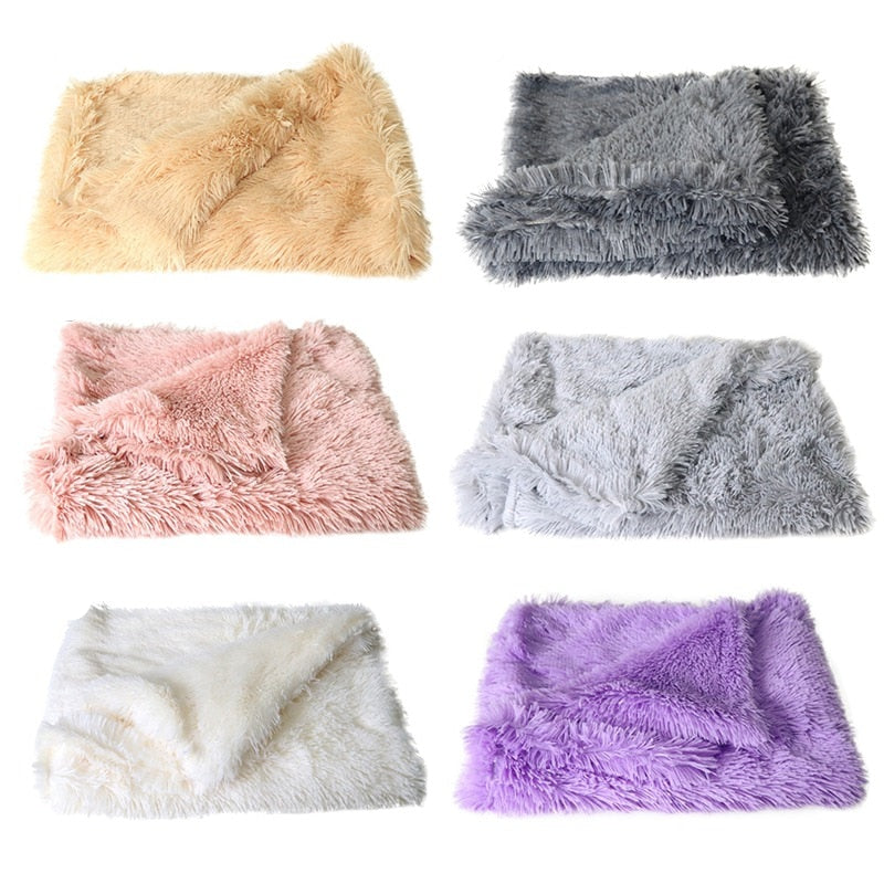 Fluffy Plush Dog Blanket Pet Sleeping Mat Cushion