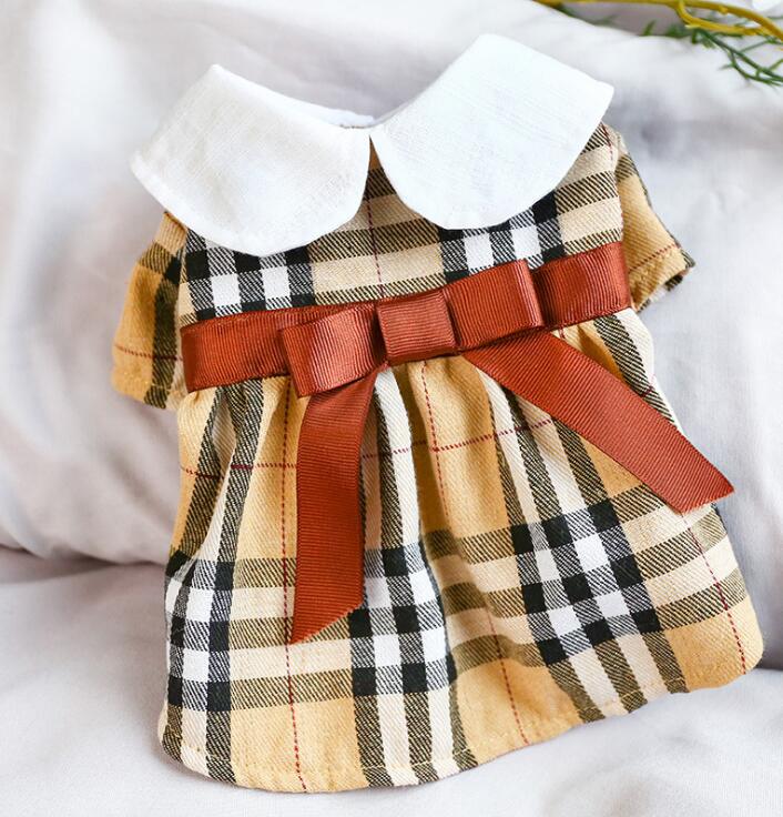 Puppy Checked Shirt Skirt Dresses for Spring/Summer