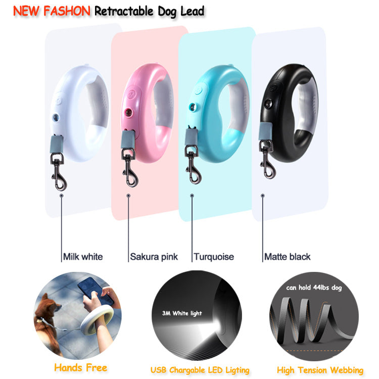 New LED Light Dog Rope Pet Automatic Retractable Leash
