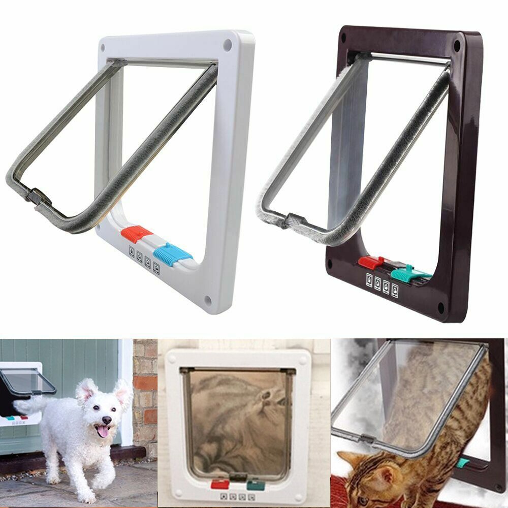 Dog Cat lock Flap Door ABS durable Puppy Pet Door 4 Way Security Lock