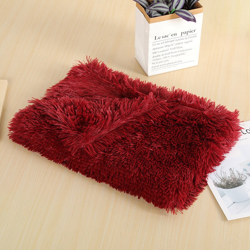 Fluffy Plush Dog Blanket Pet Sleeping Mat Cushion