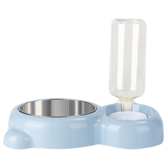 Stainless steel multi-purpose dog and cat bowl with water bottle
