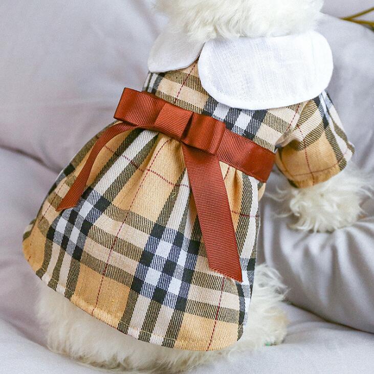 Puppy Checked Shirt Skirt Dresses for Spring/Summer