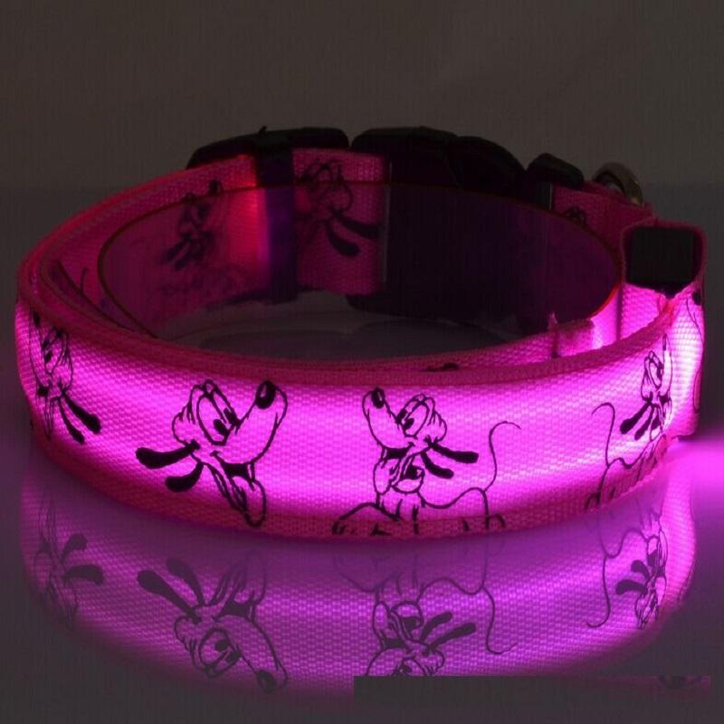 Night Glowing LED Dog Collar Nylon Flash Safety Luminous