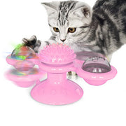 Interactive Cat Windmill Toy with Scratching Function and Luminous Balls