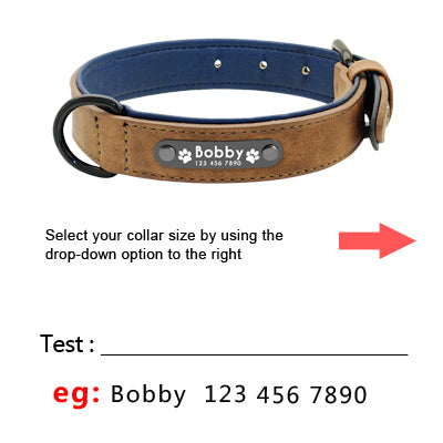 Custom Dog Collars Leather Personalized Pet Dog Tag Collar Leash Lead