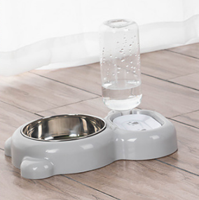 Stainless steel multi-purpose dog and cat bowl with water bottle