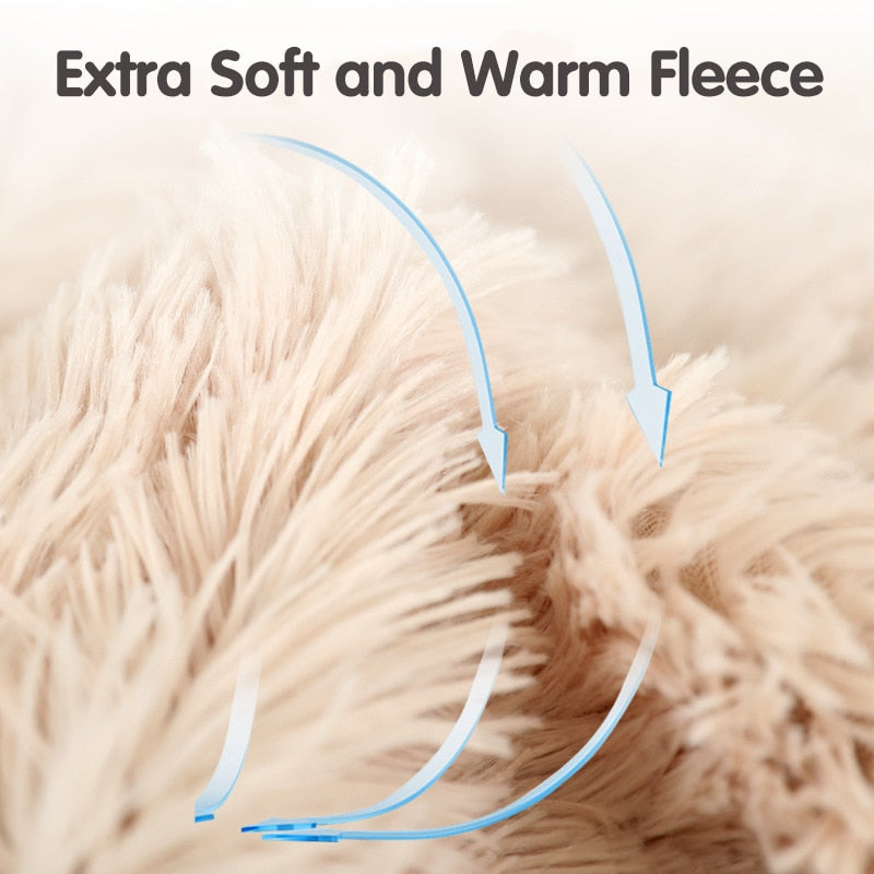 Fluffy Plush Dog Blanket Pet Sleeping Mat Cushion
