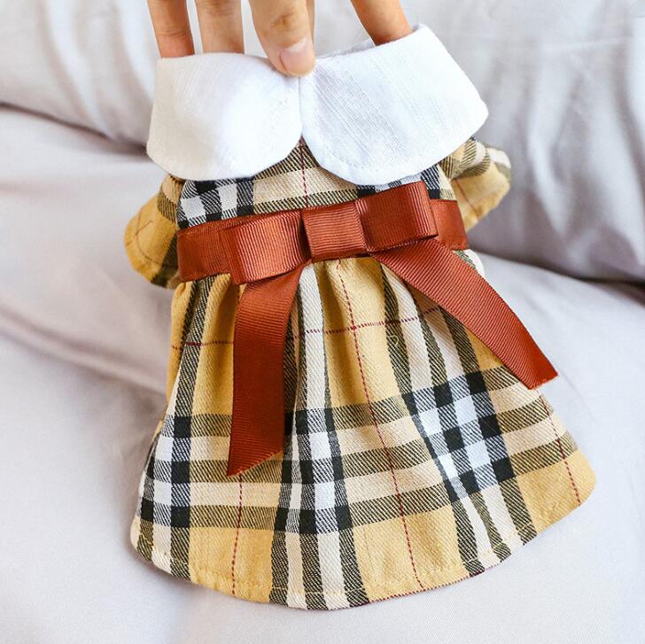 Puppy Checked Shirt Skirt Dresses for Spring/Summer