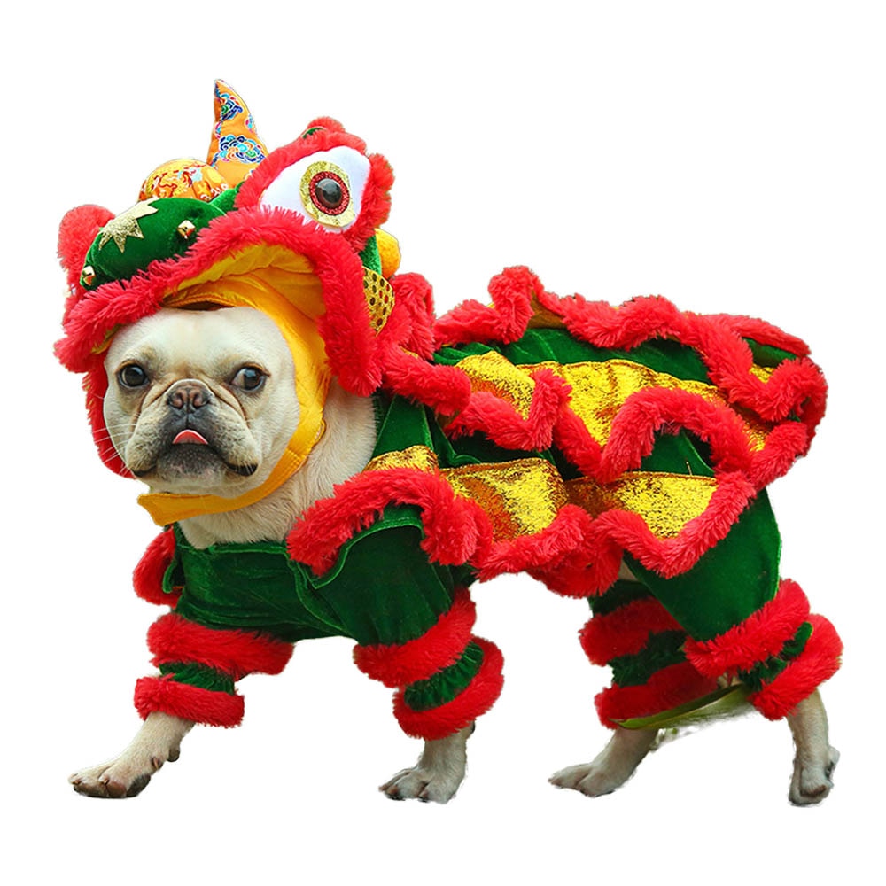 Funny Pet Cat Dog Costume Clothes Chinese Lion Dance Suit