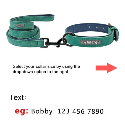 Custom Dog Collars Leather Personalized Pet Dog Tag Collar Leash Lead