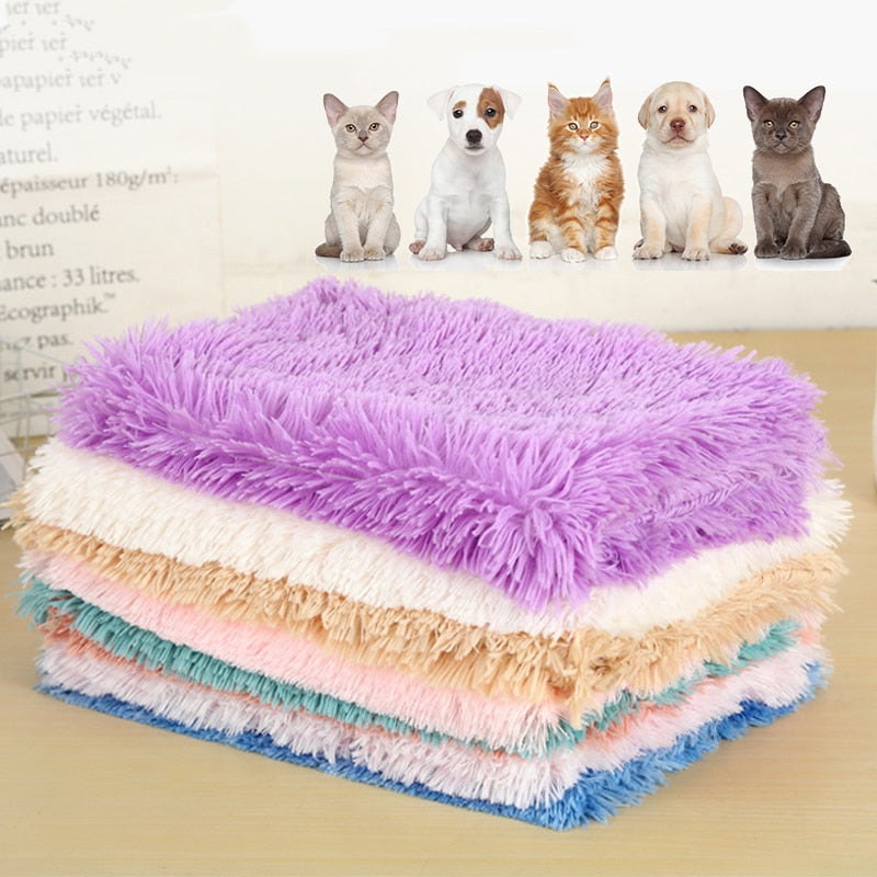 Fluffy Plush Dog Blanket Pet Sleeping Mat Cushion
