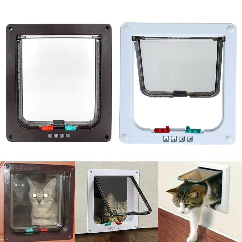 Dog Cat lock Flap Door ABS durable Puppy Pet Door 4 Way Security Lock