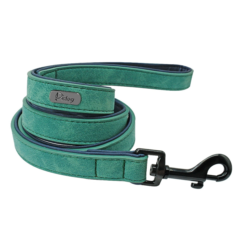 Custom Dog Collars Leather Personalized Pet Dog Tag Collar Leash Lead