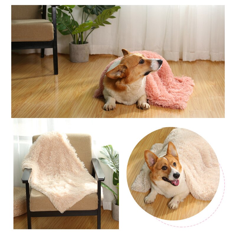 Fluffy Plush Dog Blanket Pet Sleeping Mat Cushion