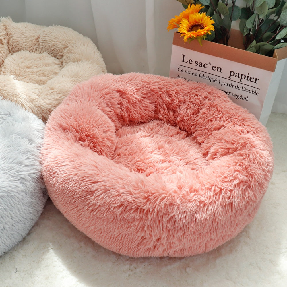 Donut Dog Bed Warm Fleece Round Dog Kennel