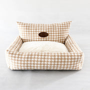 Houndstooth Fabric Cat Sofa Bed with Removable Washable Litter