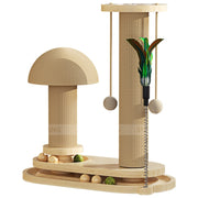 Rotating Solid Wood Cat Scratching Post and Play Station