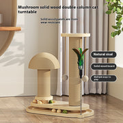 Rotating Solid Wood Cat Scratching Post and Play Station