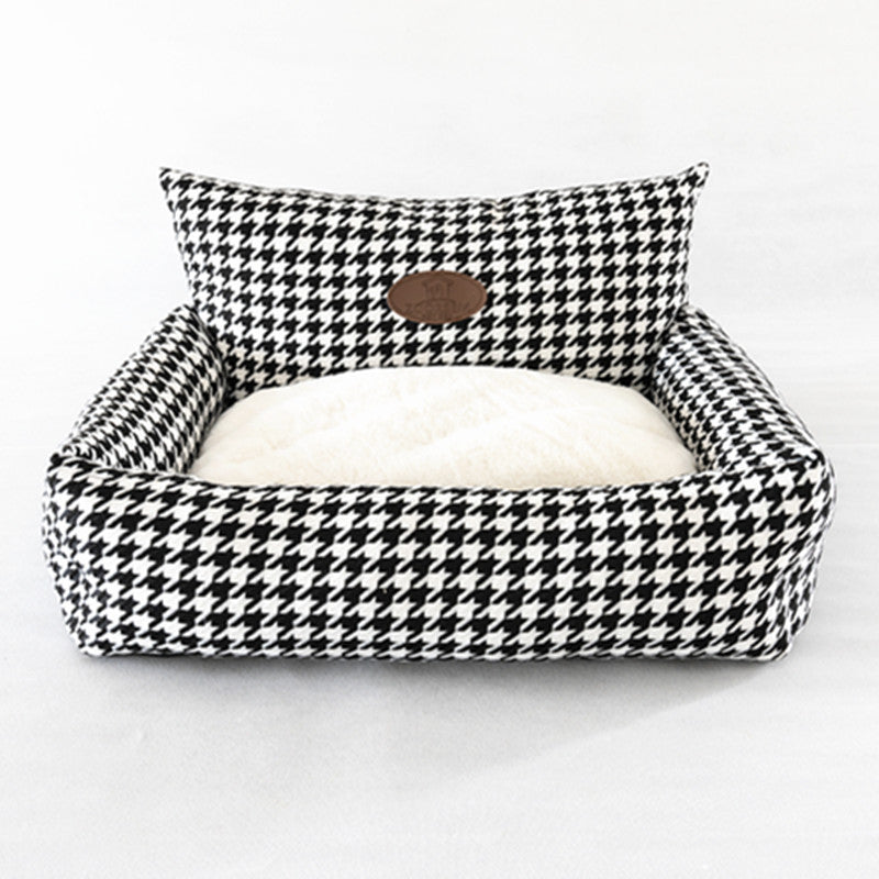 Fabric Houndstooth Sofa Cat Litter Removable And Washable