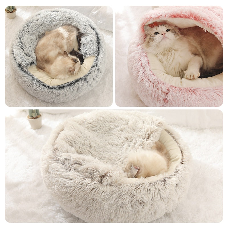 Pet Dog Cat Bed Round Plush Cat Warm Bed