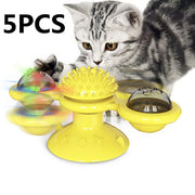 Interactive Cat Windmill Toy with Scratching Function and Luminous Balls