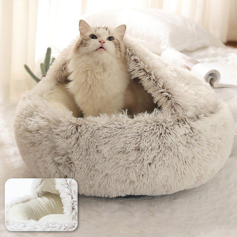 Pet Dog Cat Bed Round Plush Cat Warm Bed