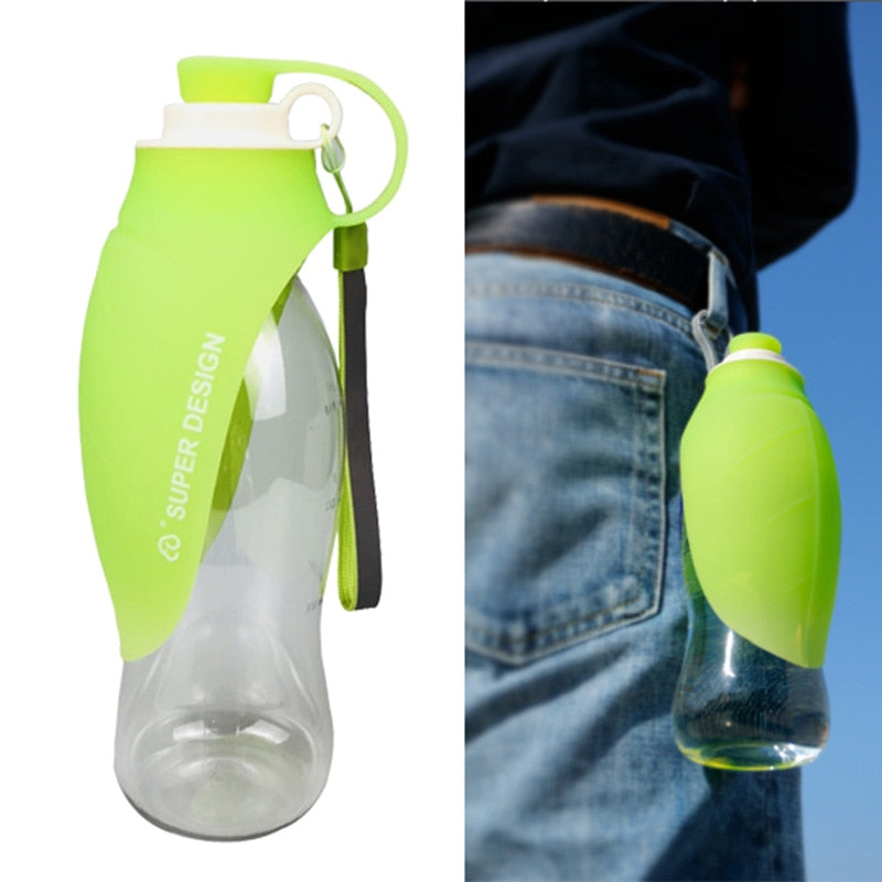 580ml Portable Pet Dog Water Bottle Soft Silicone Leaf Design