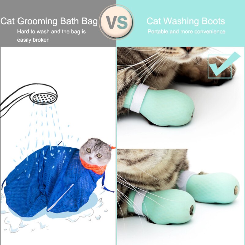Adjustable Pet Cat Paw Protector Boots For Bath