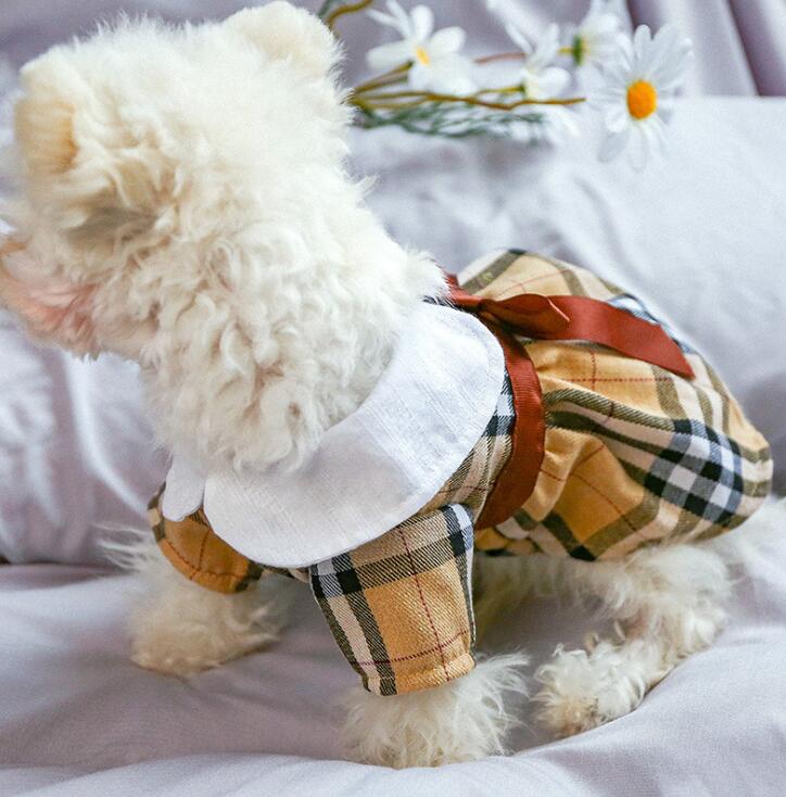 Puppy Checked Shirt Skirt Dresses for Spring/Summer