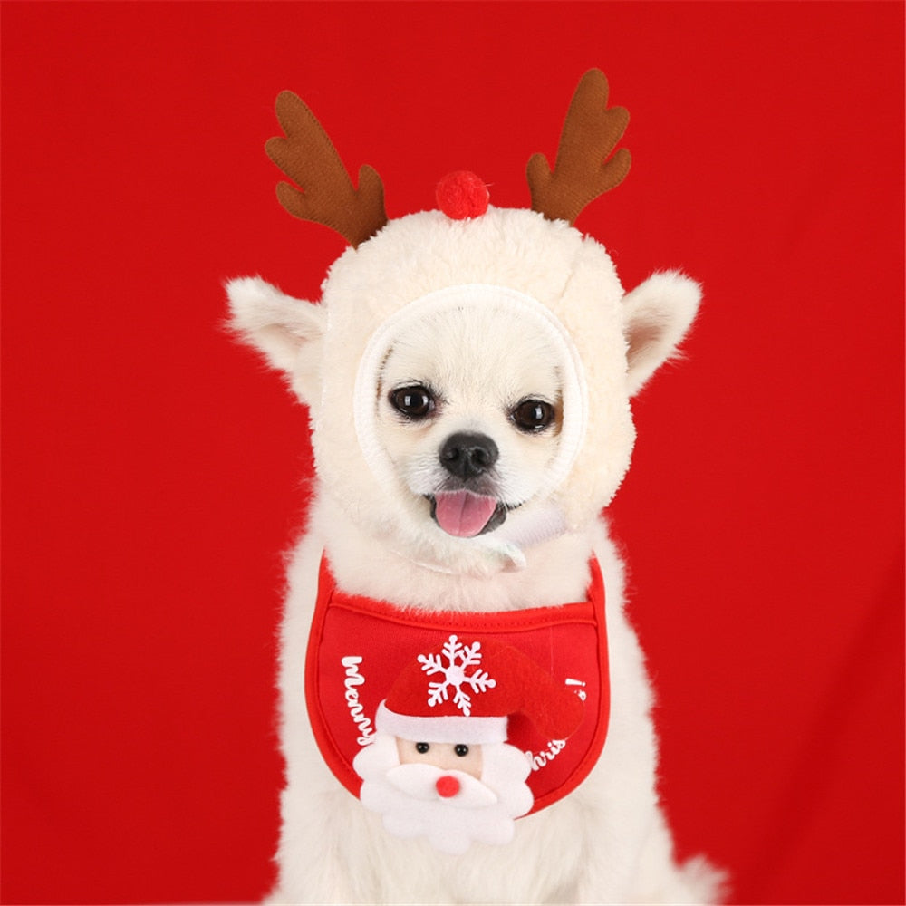 Dog Christmas Bandana Santa Hat Dog Scarf Triangle Bibs Kerchief