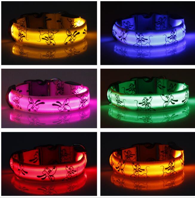 Night Glowing LED Dog Collar Nylon Flash Safety Luminous