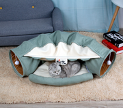 Interactive Cat Play Tunnel with Collapsible Design and Sleeping Mat