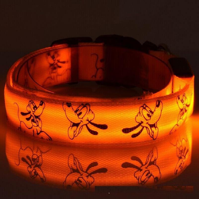 Night Glowing LED Dog Collar Nylon Flash Safety Luminous