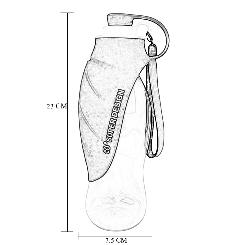 580ml Portable Pet Dog Water Bottle Soft Silicone Leaf Design