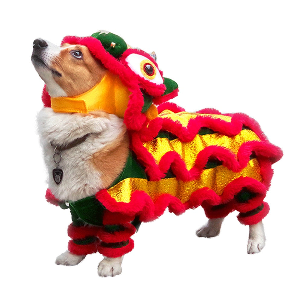Funny Pet Cat Dog Costume Clothes Chinese Lion Dance Suit
