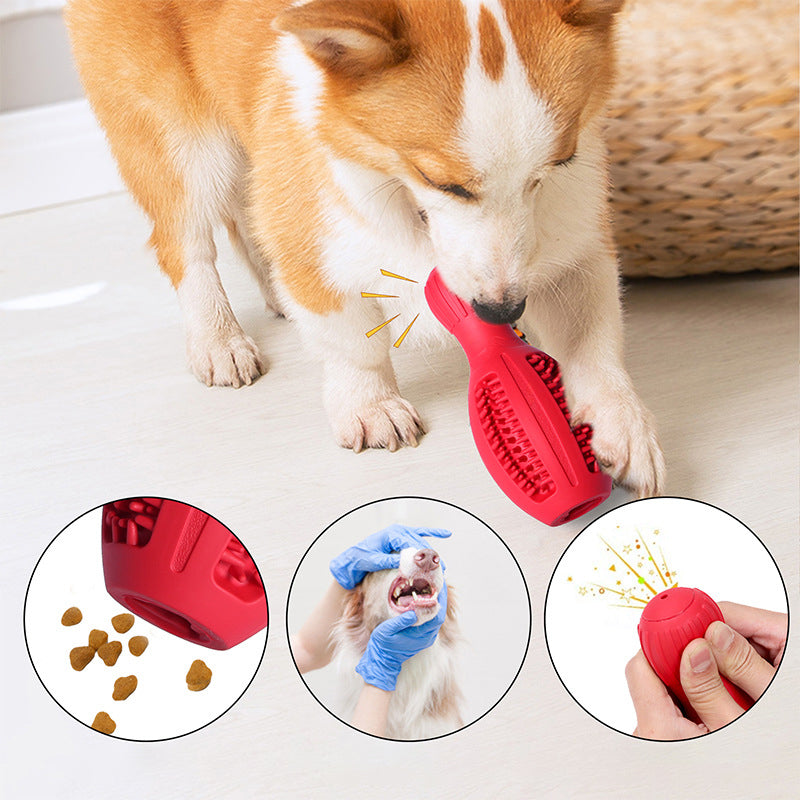 Pet Molar Toy Rubber Hollowed Out Bowling Ball Toy Vocal Gnawing Interaction