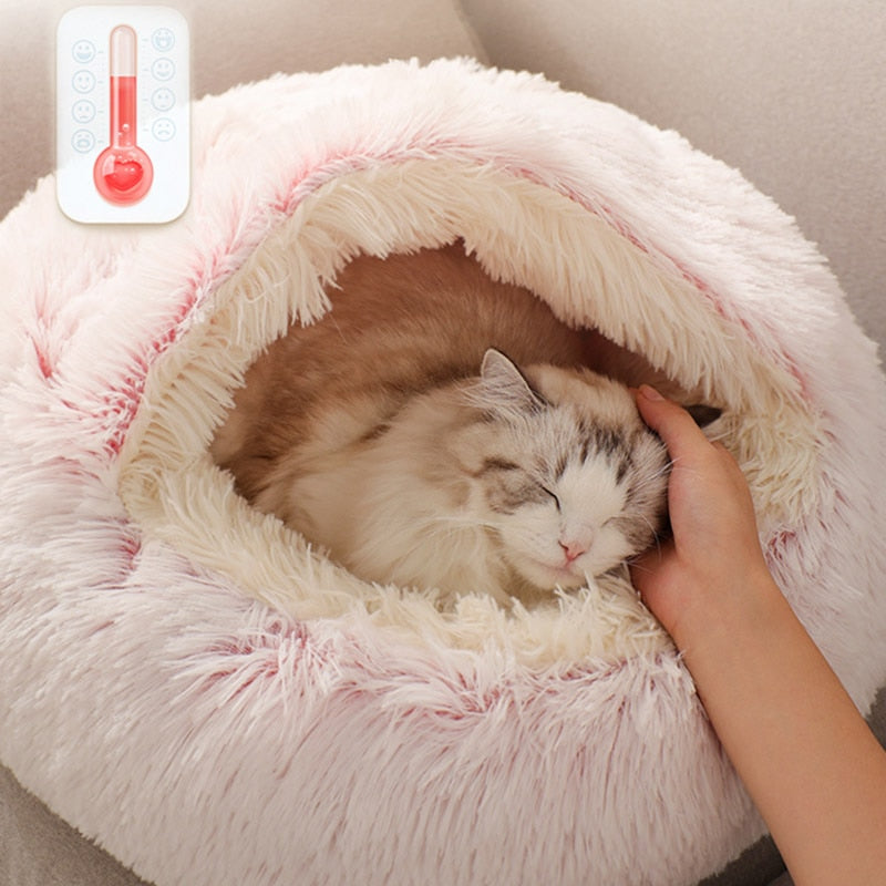 Pet Dog Cat Bed Round Plush Cat Warm Bed