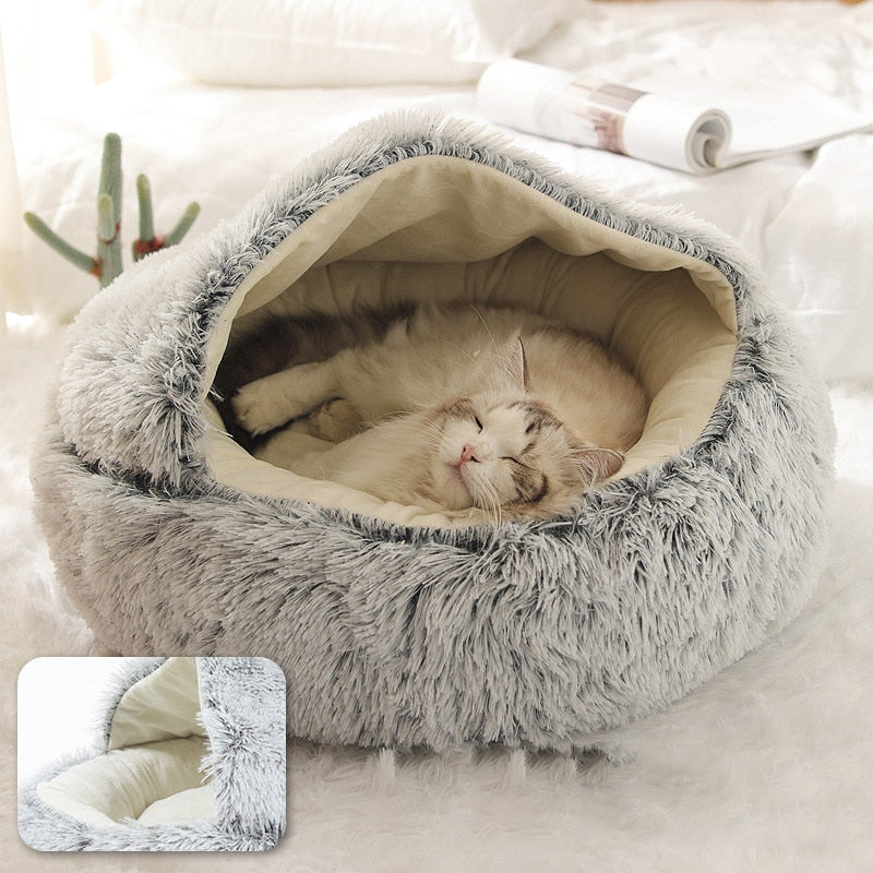 Pet Dog Cat Bed Round Plush Cat Warm Bed