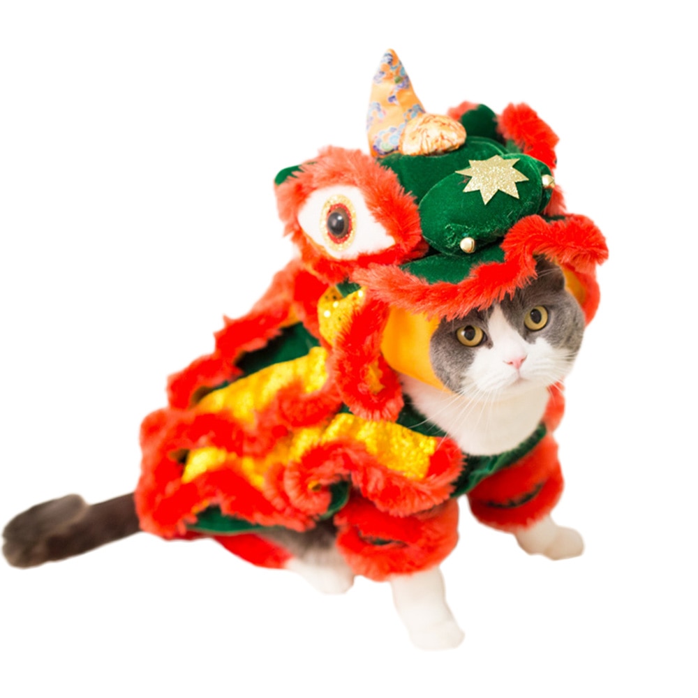 Funny Pet Cat Dog Costume Clothes Chinese Lion Dance Suit