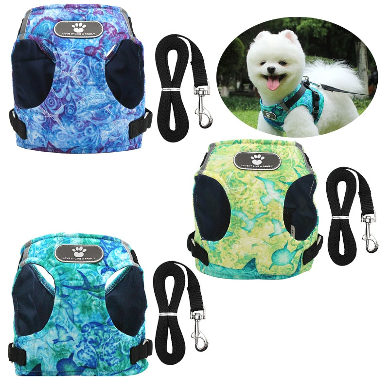 Winter Dog Harness with Leash Set Pet Walking reflective Harness