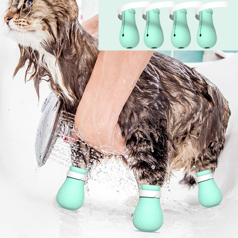 Adjustable Pet Cat Paw Protector Boots For Bath