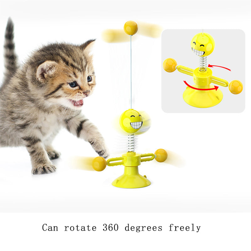 Smile Spring Man Cat Toys Feather Ball Strong Suction Interactive Training Toys