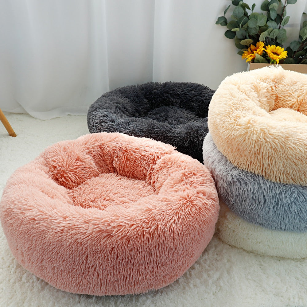 Donut Dog Bed Warm Fleece Round Dog Kennel