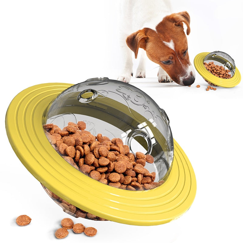 Dog Flying Saucer Toys Chew Leaking Slow Food Feeder