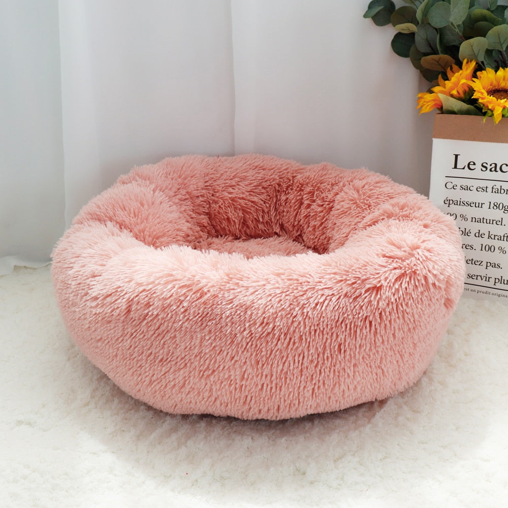 Donut Dog Bed Warm Fleece Round Dog Kennel