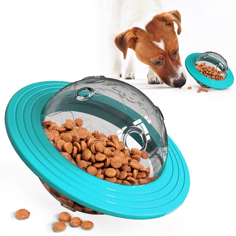 Dog Flying Saucer Toys Chew Leaking Slow Food Feeder